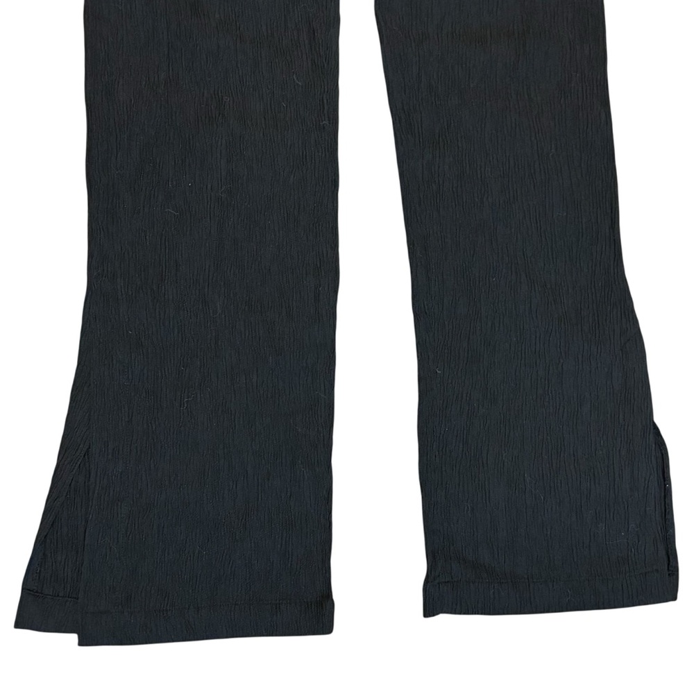 H&M Pants Small Black Crepe Textured Knit Flare BootCut Elastic Waist Side Slits - Picture 4 of 13